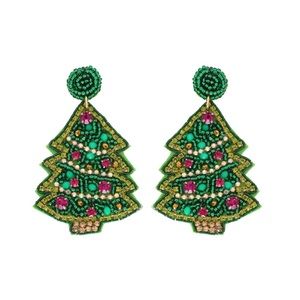 Christmas Tree Seedbead Earrings